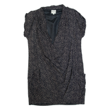 REISS Love Womens Shift Dress Black Animal Print Short Sleeve Knee Length UK 8