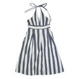 JOULES Womens A-Line Dress Blue Striped Sleeveless Midi UK 10