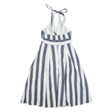 JOULES Womens A-Line Dress Blue Striped Sleeveless Midi UK 10