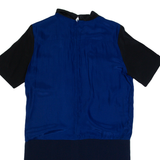 SANDRO Womens Day Dress Blue Silk Short Sleeve Knee Length M