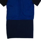SANDRO Womens Day Dress Blue Silk Short Sleeve Knee Length M