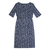 JIGSAW Womens Pencil Dress Blue Spotted Short Sleeve Midi XS