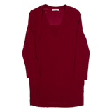 SANDRO Womens Shift Dress Red Long Sleeve Knee Length S