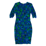 WHISTLES Womens Bodycon Dress Blue Silk Crazy Pattern Knee Length UK 8