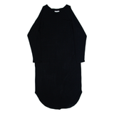 GANNI Womens T-Shirt Dress Black Long Sleeve Midi XL