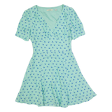 JACK WILLS Womens Day Dress Blue Floral Short Sleeve Knee Length UK 8