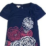 MONSOON Oversized Womens Shift Dress Blue Short Sleeve Knee Length UK 8