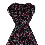 MONSOON Womens A-Line Dress Black Spotted Short Sleeve Midi UK 10