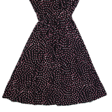 MONSOON Womens A-Line Dress Black Spotted Short Sleeve Midi UK 10