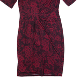 LAURA ASHLEY Womens Bodycon Dress Red Floral Short Sleeve Knee Length UK 10