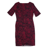 LAURA ASHLEY Womens Bodycon Dress Red Floral Short Sleeve Knee Length UK 10