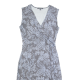 LAURA ASHLEY Womens A-Line Dress Grey Floral Sleeveless Knee Length UK 10