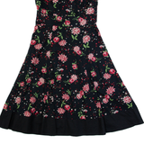 LAURA ASHLEY Womens A-Line Dress Black Floral Sleeveless Midi UK 10
