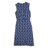 LAURA ASHLEY Womens Bodycon Dress Blue Crazy Pattern Sleeveless Midi UK 10