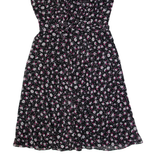 LAURA ASHLEY Womens A-Line Dress Black Floral Short Sleeve Knee Length UK 8
