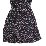 LAURA ASHLEY Womens A-Line Dress Black Floral Short Sleeve Knee Length UK 8