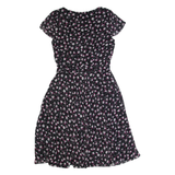 LAURA ASHLEY Womens A-Line Dress Black Floral Short Sleeve Knee Length UK 8