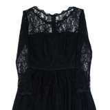JUICY COUTURE Womens Skater Dress Black Lace Long Sleeve Knee Length XS