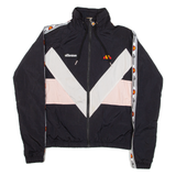 ELLESSE Womens Track Jacket Black Nylon Colourblock UK 6