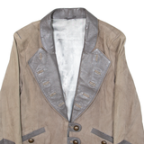 Womens Blazer Jacket Beige Leather Suede S