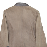 Womens Blazer Jacket Beige Leather Suede S