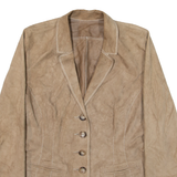 PEARLS Womens Blazer Jacket Beige Leather Suede S