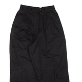 BLACK STUDIOS Cropped Womens Trousers Black Relaxed Straight W23 L23