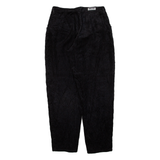 WALLEES Womens Corduroy Trousers Black Relaxed Tapered W27 L28