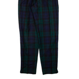Pleated Check Womens Knit Trousers Blue Regular Tapered W26 L29