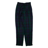 Pleated Check Womens Knit Trousers Blue Regular Tapered W26 L29