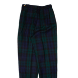 Pleated Check Womens Knit Trousers Blue Regular Tapered W26 L29
