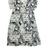 SL PETITES Womens A-Line Dress Black 90s Floral Midi M