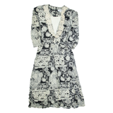 SL PETITES Womens A-Line Dress Black 90s Floral Midi M