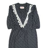 WHIRLAWAY Womens Pencil Dress Black 90s Spotted Midi M