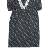 WHIRLAWAY Womens Pencil Dress Black 90s Spotted Midi M