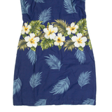 KY'S Womens Pencil Dress Blue 90s Floral Sleeveless Knee Length M