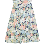 REO Womens A-Line Dress Black 90s Floral Short Sleeve Long M