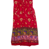 POSITIVE ATTITUDE Womens Maxi Dress Red 90s Floral Short Sleeve Long M