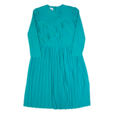 BEDFORD FAIR Womens A-Line Dress Blue 90s Long Sleeve Midi L