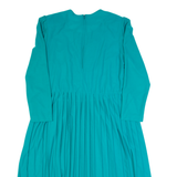 BEDFORD FAIR Womens A-Line Dress Blue 90s Long Sleeve Midi L