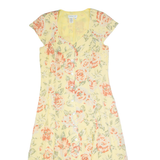 COLDWATER CREEK Womens Tea Dress Yellow 90s Floral Sleeveless Long M