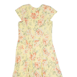 COLDWATER CREEK Womens Tea Dress Yellow 90s Floral Sleeveless Long M