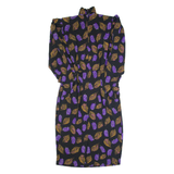 MS CHAUS Womens Pencil Dress Black 90s Floral Long Sleeve Midi S