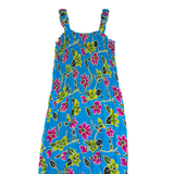MAGIC Womens Maxi Dress Blue 90s Floral Sleeveless Long ONE SIZE