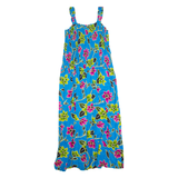 MAGIC Womens Maxi Dress Blue 90s Floral Sleeveless Long ONE SIZE