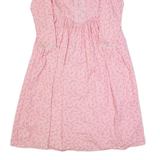 Womens A-Line Dress Pink 90s Floral Long Sleeve Hi-Low S