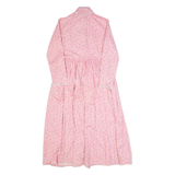 Womens A-Line Dress Pink 90s Floral Long Sleeve Hi-Low S