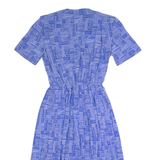 LESLIE FAY Womens A-Line Dress Blue 90s Geometric Short Sleeve Midi S