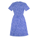 LESLIE FAY Womens A-Line Dress Blue 90s Geometric Short Sleeve Midi S