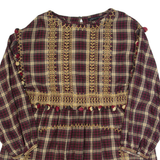 ZARA WOMAN Oversized Womens Day Dress Brown Check Long Sleeve Knee Length M